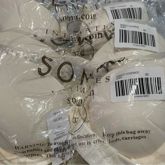 Soma Bra Women's Size 32C Embraceable Perfect Full Coverage Underwire Ivory NWT - Picture 6 of 6